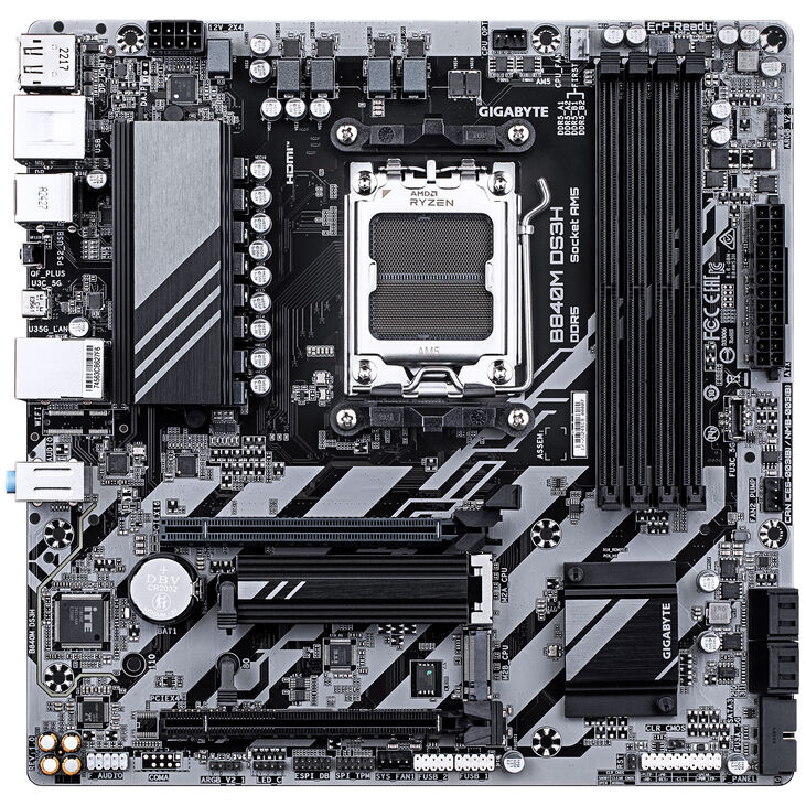GIGABYTE B840M DS3H Mainboard, Sockel AM5, AMD B840, Micro-ATX, DDR5 image number 2