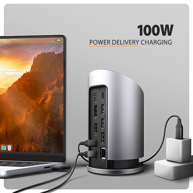 AXAGON HMC-WL9 USB-C Hub, 9in1-Dockingstation, 3x 10Gbps USB - grau image number 4