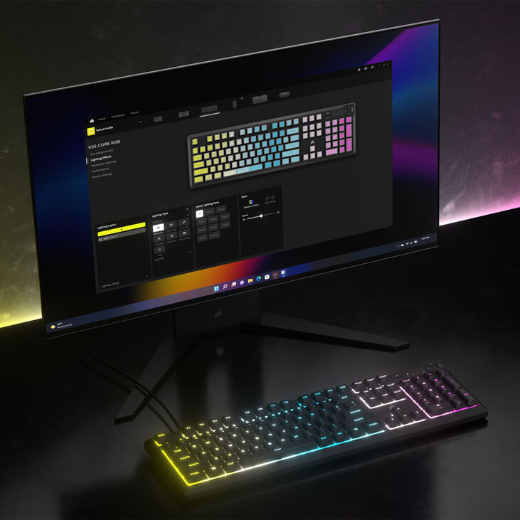 Corsair Gaming K55 Core RGB Gaming Tastatur, Full-Size (100%), Rubber Dome – schwarz, ISO (DE) image number 9