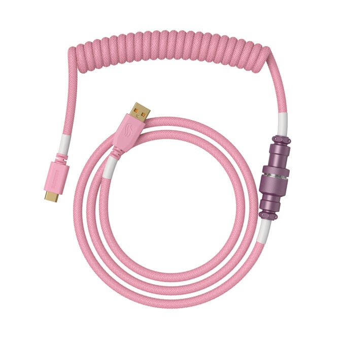 Glorious GMMK Coiled Cable Pixel Pink, Spiral Keyboard Cable, USB-C/USB-A - Pink image number 1