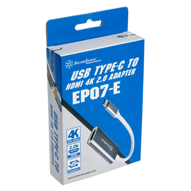 SilverStone SST-EP07C-E - USB 3.1 Type C auf HDMI V2.0b Adapter - grau image number 3