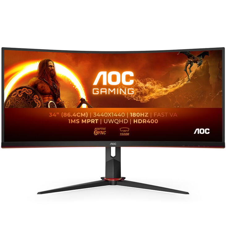 AOC Gaming CU34G2XP/BK, 34 inch Curved Gaming Monitor, 180 Hz, VA, Adaptive Sync image number 0