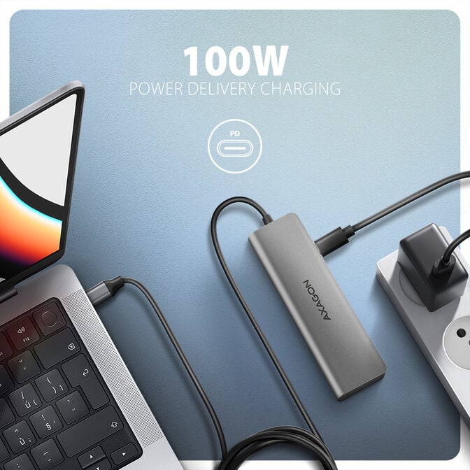 AXAGON HMC-5H USB-C 3.2 Gen 1 hub, 3x USB-A, 4K HDMI, PD 100W, 100cm USB-C cable image number 1