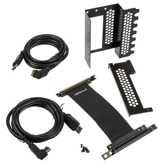 CableMod vertical graphics card holder with PCIe x16 riser cable, 2x DisplayPort - black image number 5