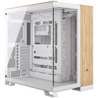 Corsair 6500X PC Case, Mid Tower, Tempered Glass - White/Bamboo Wood