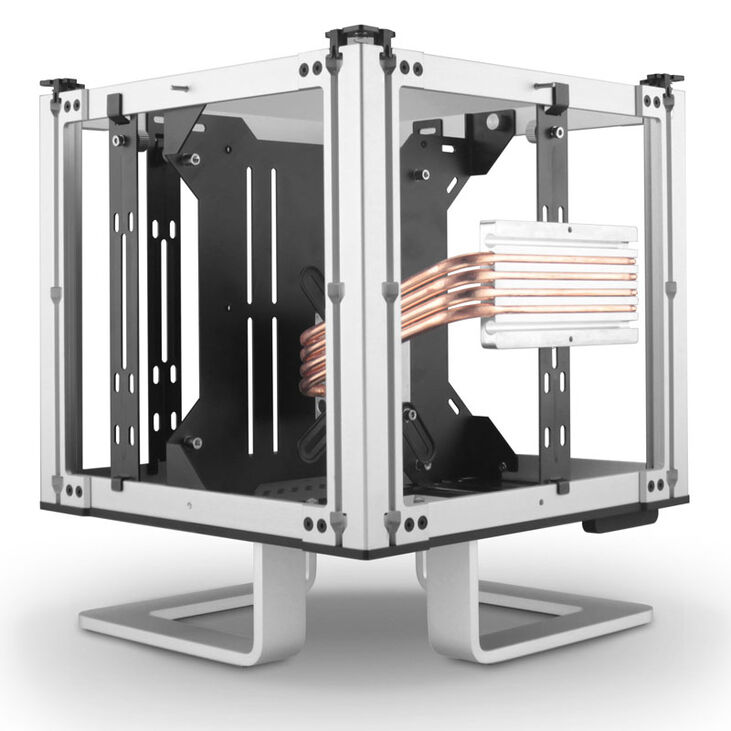 Streacom DB4 Fanless Cube-Gehäuse + Nano 120 Watt Netzteil - silber image number 4