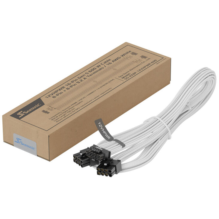 Seasonic 12VHPWR PCIe 5.0 Adapter Kabel - weiß image number 2