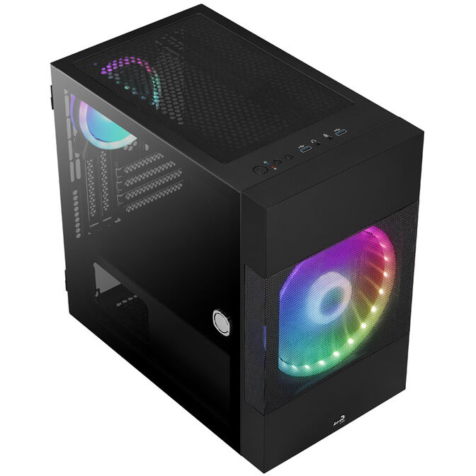 Aerocool Atomic v1 Mid Tower, ARGB, Tempered Glass - Black image number 1