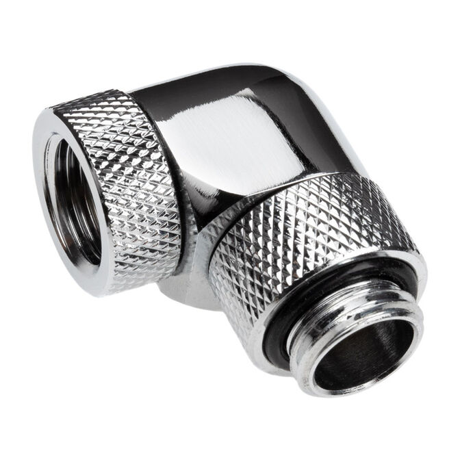 Alphacool Eiszapfen Angle Adapter 90 Degrees Rotatable G1/4 Female to G1/4 Female - chrome image number 1