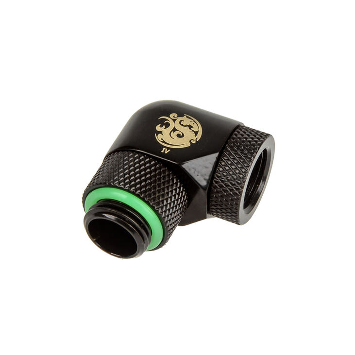 Bitspower Adapter 90 Grad G1/4 Zoll AG auf G1/4 Zoll IG - beidseitig drehbar, schwarz matt image number 0
