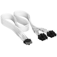 Corsair Premium Sleeved 12V-2x6 zu 2x 6+2-Pin-PCIe-Kabel, Universal - wei&szlig;