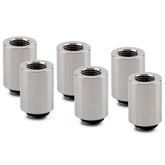 Thermal Grizzly DeltaMate Extender Fitting - MF28, Gloss Nickel, Pack of 6 image number 0