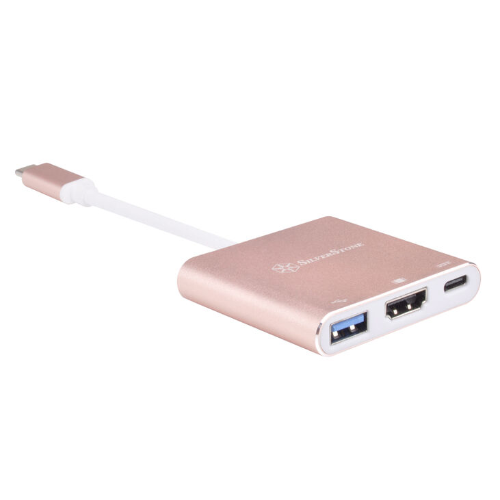 SilverStone SST-EP08P - USB 3.1 Typ-C Adapter auf HDMI/USB Type C/USB Type A - rosa image number 2