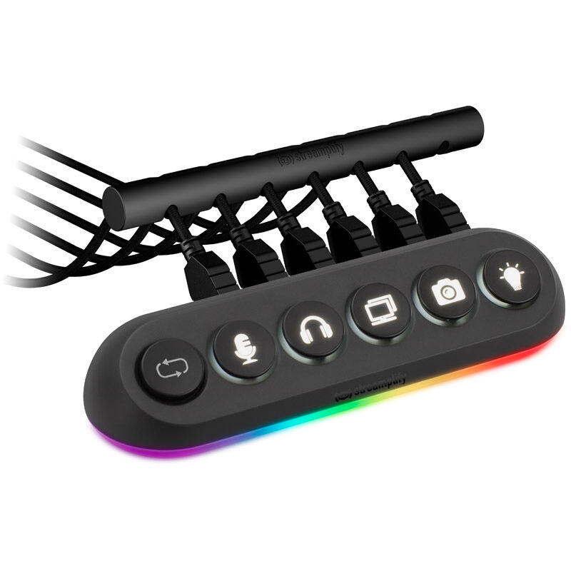 Streamplify HUB DECK 5, 4x USB 3.0, 1x USB 2.0, RGB, 12V, EU-Netzkabel - schwarz
