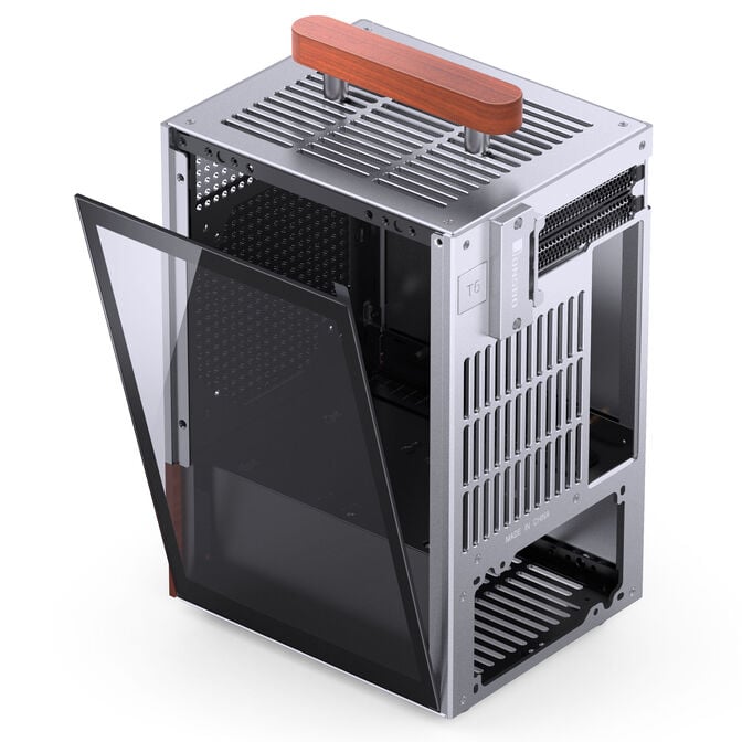 Jonsbo T6 PC Case, Mini-Tower, Mini-ITX, Tempered Glass, Wood &ndash; Silver image number 8