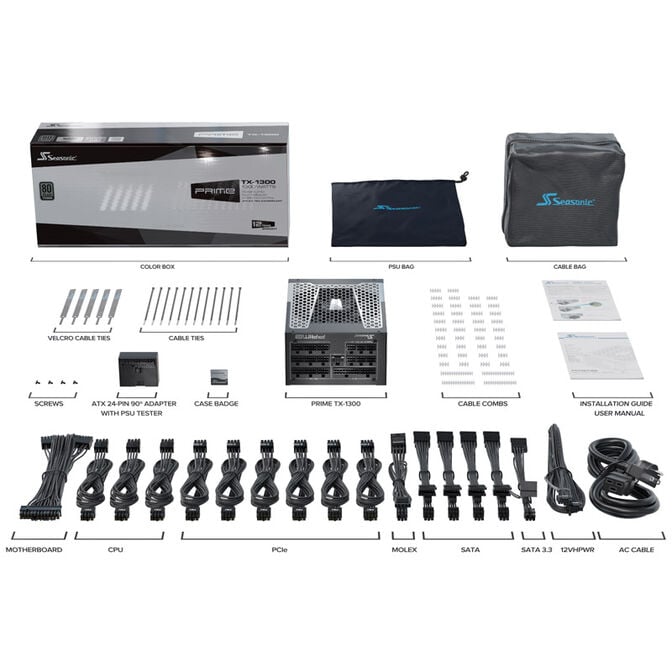 Seasonic Prime TX-1300, 80 PLUS Titanium Netzteil, modular, ATX 3.1, PCIe 5.1 - 1300 Watt image number 8