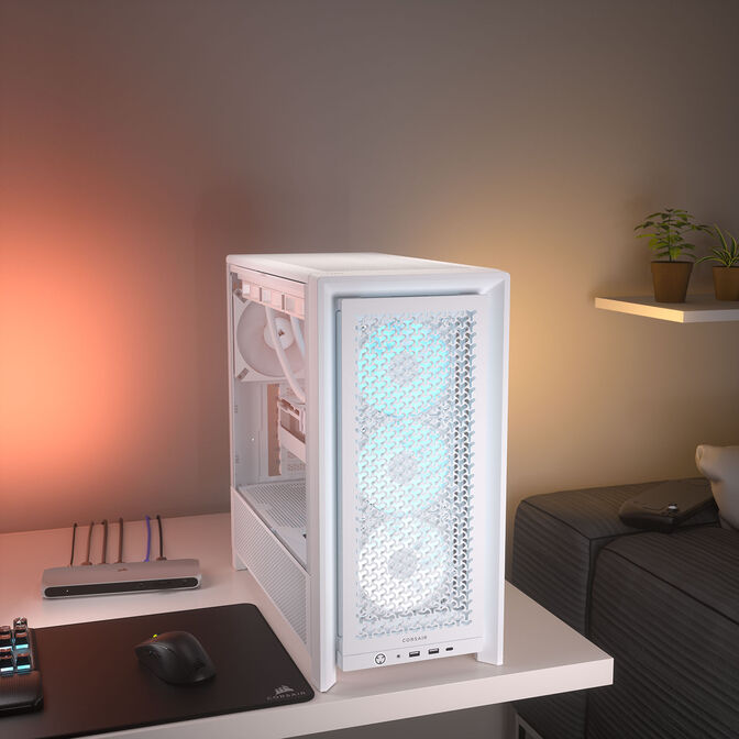 Corsair Frame 4000D RS ARGB PC case, Mid Tower, E-ATX, RGB, Tempered Glass - white image number 9