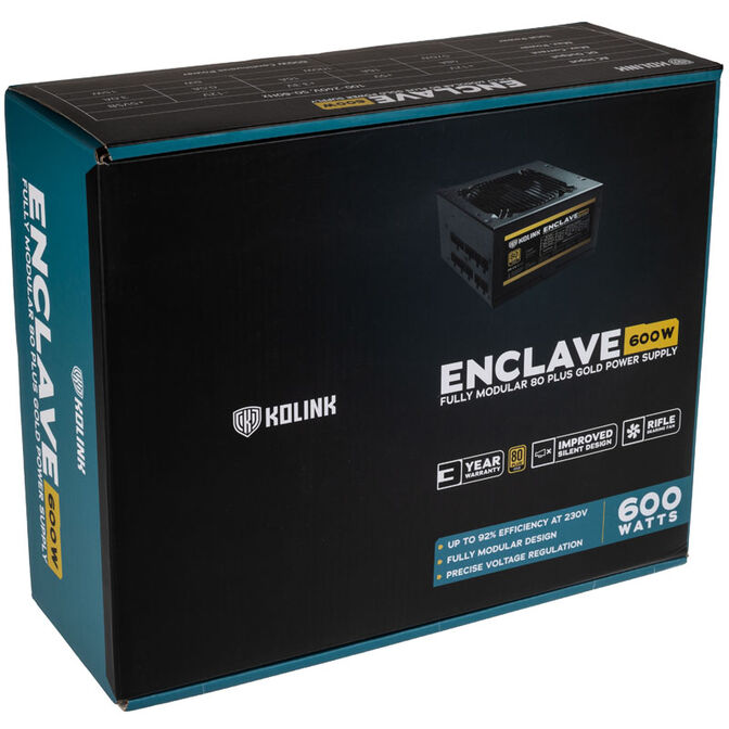 Kolink Enclave 80 PLUS Gold Netzteil, modular - 600 Watt mit Kaltger&auml;tekabel image number 7