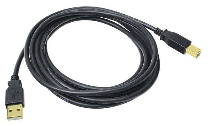 InLine USB 2.0 Kabel, A auf B, vergoldet, schwarz - 10m image number 1