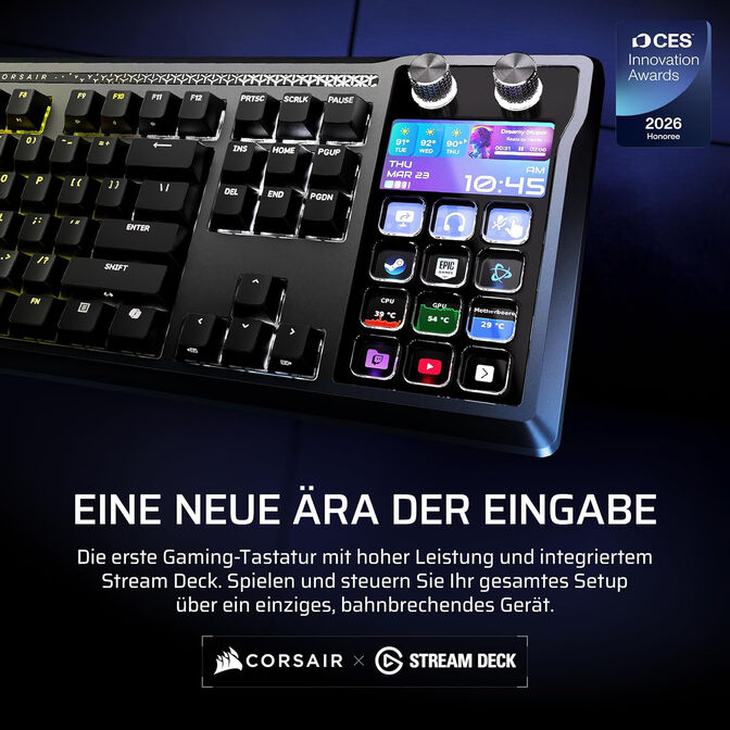 CORSAIR Galleon 100 SD Gaming-Tastatur, Full-Size, integriertes Stream Deck, Hot-Swap, DE - schwarz image number 34