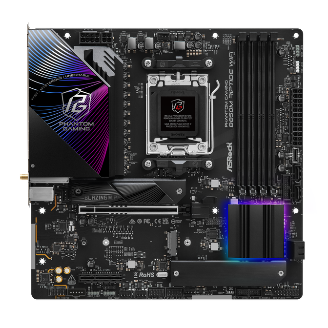 ASROCK B850M Riptide Wifi Mainboard, Sockel AM5, AMD B850, Micro-ATX, DDR5 image number 4