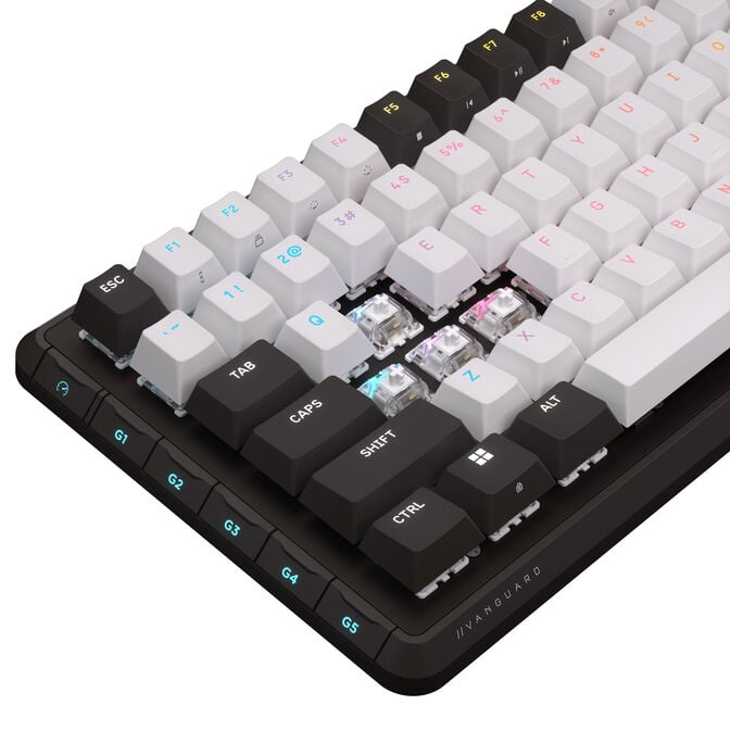 Corsair VANGUARD 96 Gaming-Tastatur, mechanisch, RGB, 8.000 Hz - MLX Plasma Switches, ISO (DE), schwarz/wei&szlig; image number 5