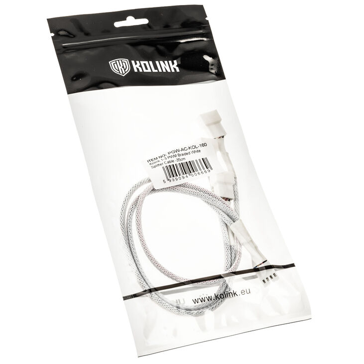 Kolink 1-3 PWM Fan Splitter Cable - 35cm, braided, white image number 2