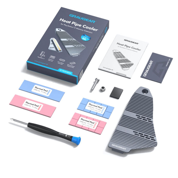 Graugear Heatpipe Kühlkörper für PS5 Speichererweiterung für M.2 NVMe SSD mit integrierter Abdeckung image number 2