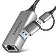 AXAGON ADE-TXCA Gigabit Ethernet  Adapter, USB-C + USB-A - titangrau image number null