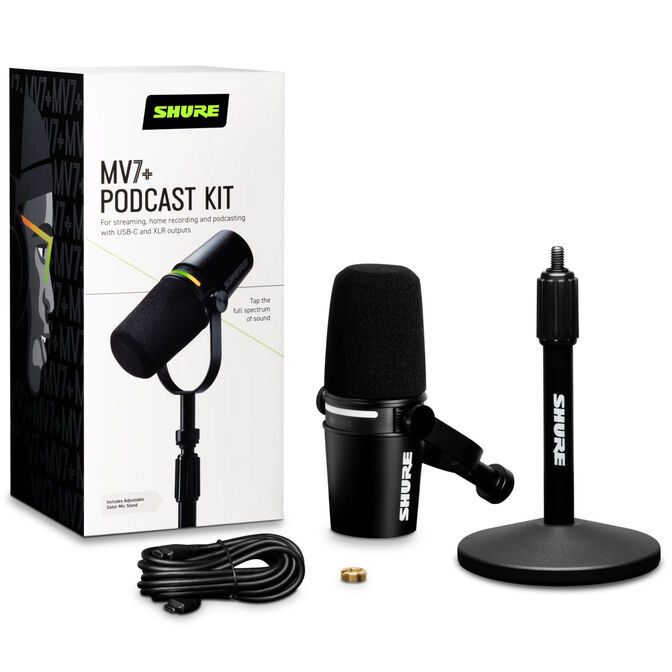 Shure MV7+-BNDL Podcast Microphone XLR/USB - black with stand image number 7