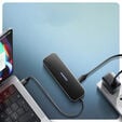 AXAGON HMC-6GLN USB Hub, 2x USB-A, 1x USB-C, 1x HDMI 2.0, 1x RJ45, 100W PD &ndash; silver image number null