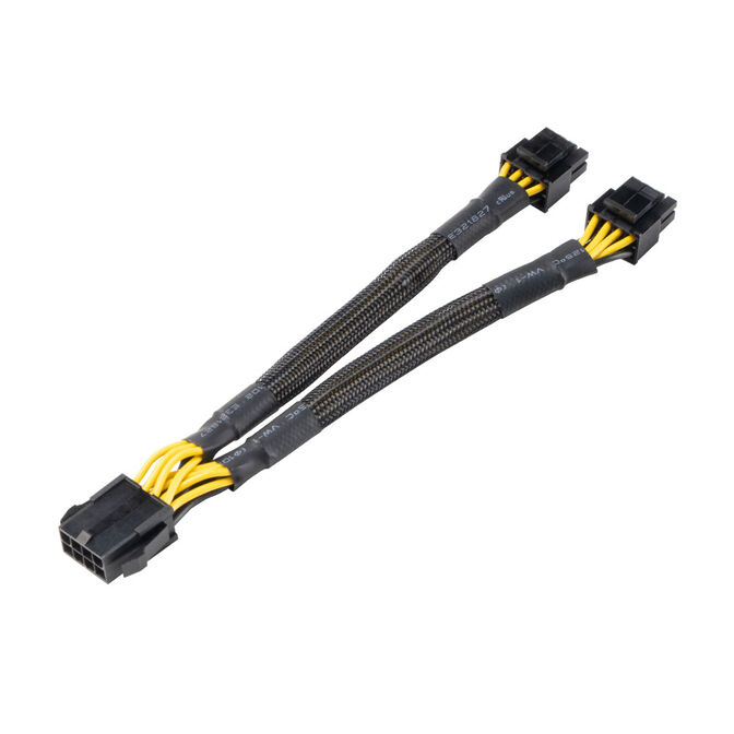 Akasa 8-Pin zu 2x 4+4-Pin Adapterkabel, EPS/ATX-Kompatibel - schwarz, 20cm image number 1