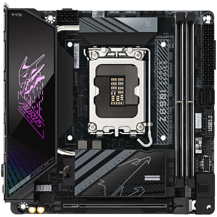 GIGABYTE Z890I AORUS Ultra Mainboard, Sockel LGA 1851, Intel Z890, Mini-ITX, DDR5 image number 2