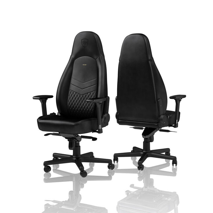 noblechairs ICON Echtleder Gaming Stuhl - schwarz/schwarz image number 1