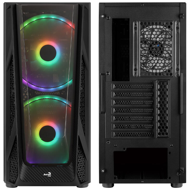 Aerocool NightHawk Duo Midi-Tower, Tempered Glass - schwarz image number 2