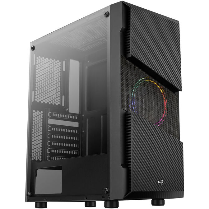 Aerocool Menace Saturn FRGB Mid Tower, Tempered Glass - Black image number 0