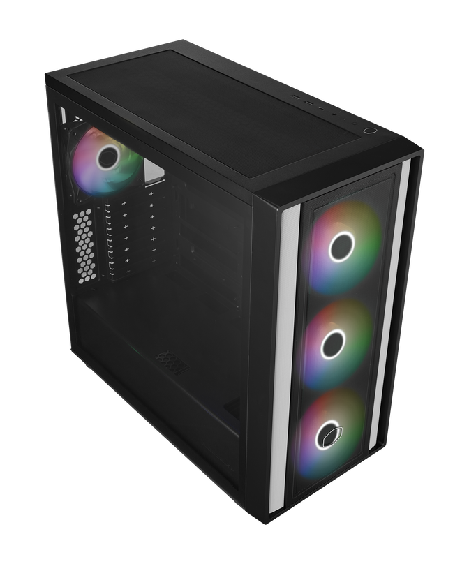 Cooler Master MasterBox 600 ARGB PC case, Mid Tower, E-ATX, RGB, Tempered Glass - black image number 2