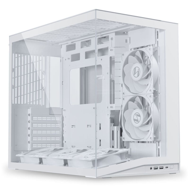 PC Case Lian Li O11 Dynamic Mini V2 Flow PC-Gehäuse, Mini-Gehäuse, ATX, Tempered Glass - inklusive 5x 120-mm-Lüfter, weiß