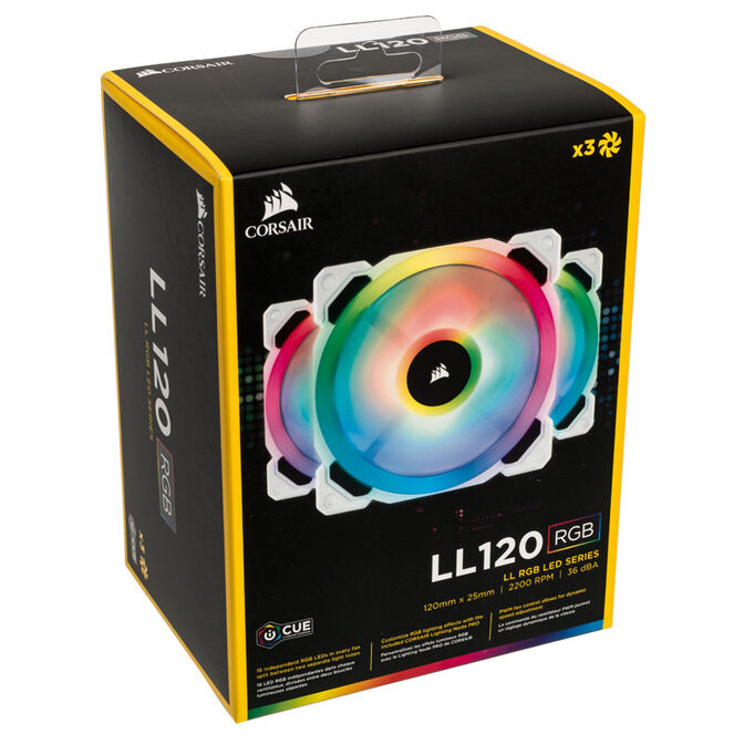 Corsair LL120 RGB Dual Light Loop PWM Fan, 3-Pack including Controller - 120mm white image number 8