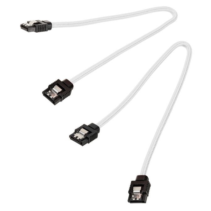Corsair Premium Sleeved SATA Cable, white 30cm - 2 pack image number 1