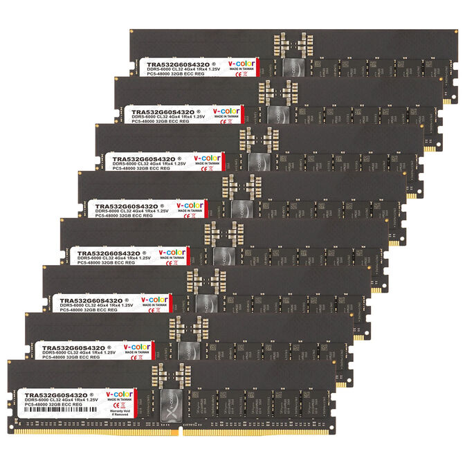 V-Color OC R-DIMM DDR5-6000 RAM, CL32, EXPO - 256 GB Octa-Kit, black image number 0