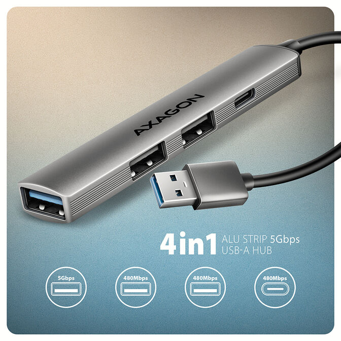 AXAGON HUE-STA USB-Hub - 3x USB-A, 1x USB-C image number 1
