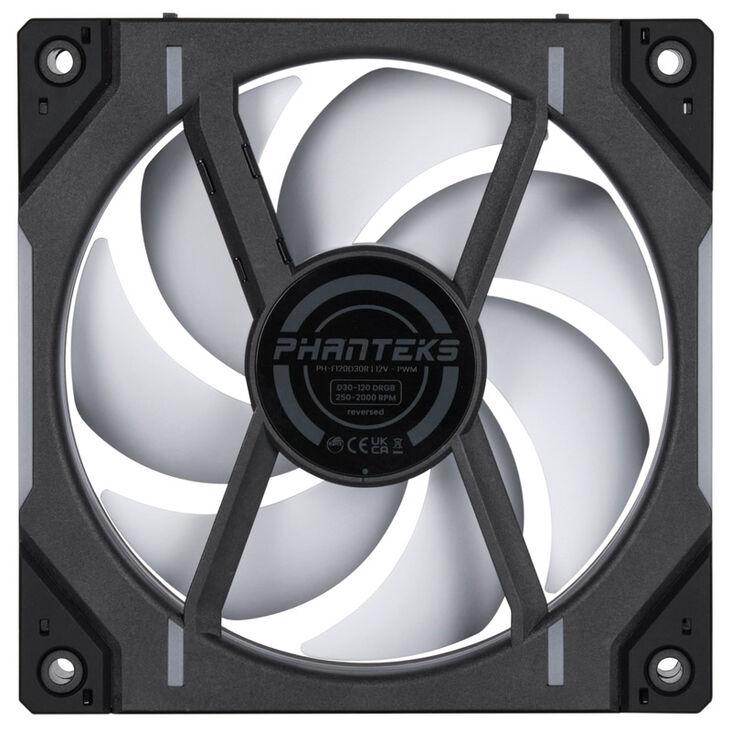 PHANTEKS D30 PWM Reverse Airflow D-RGB Lüfter, 3er Pack - 120mm, schwarz image number 4