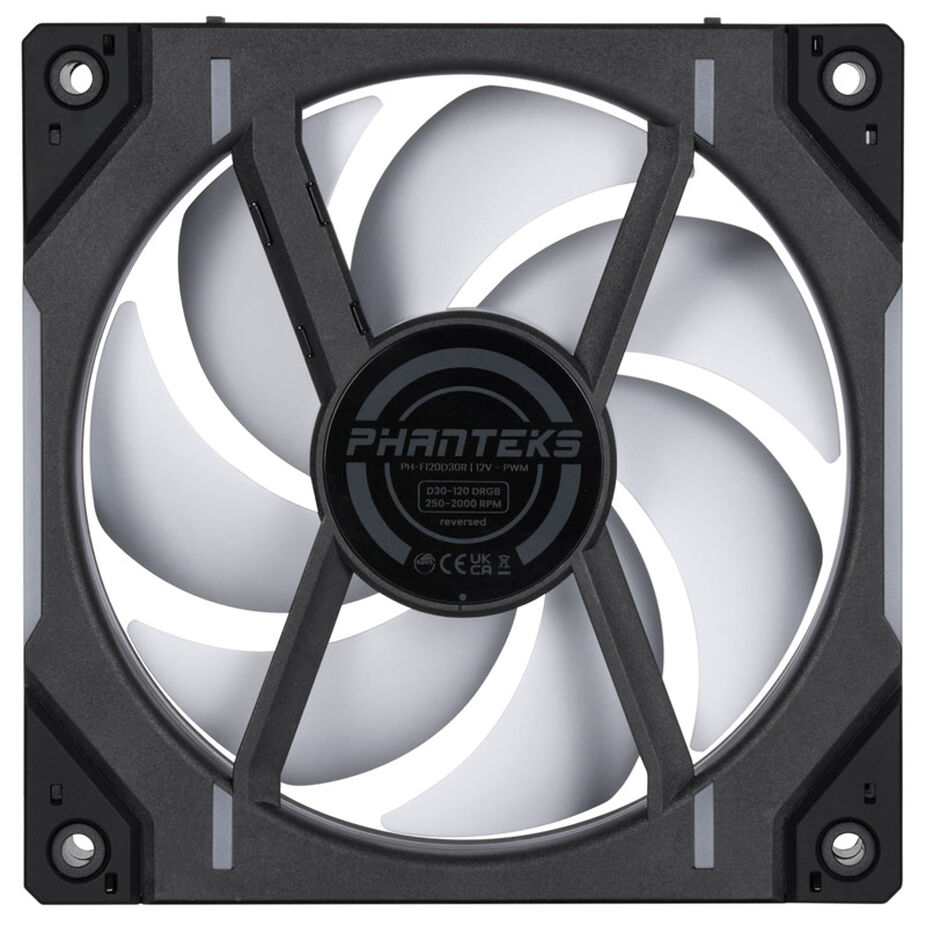 PHANTEKS D30 PWM Reverse Airflow D-RGB Lüfter, 3er Pack - 120mm, schwarz