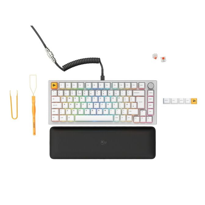 Glorious GMMK Pro mechanische Tastatur, 75% - Pre-built, ISO UK-Layout - wei&szlig; image number 1