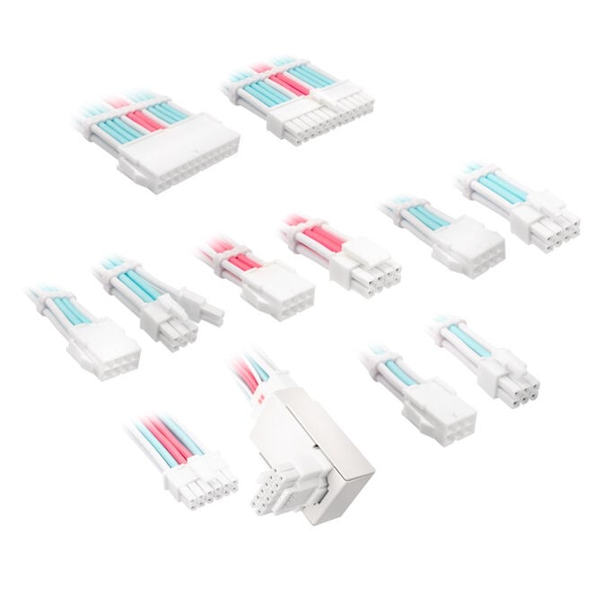 Kolink Core Pro Braided Cable Extension Kit 12V-2x6 Typ 1 - Brilliant White/Neon Blue/Pure Pink image number 0