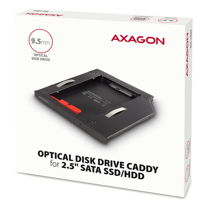 AXAGON RSS-CD09 2.5 Zoll SSD/HDD Adapter f&uuml;r optisches Laufwerk, 9,5 mm, LED image number 4