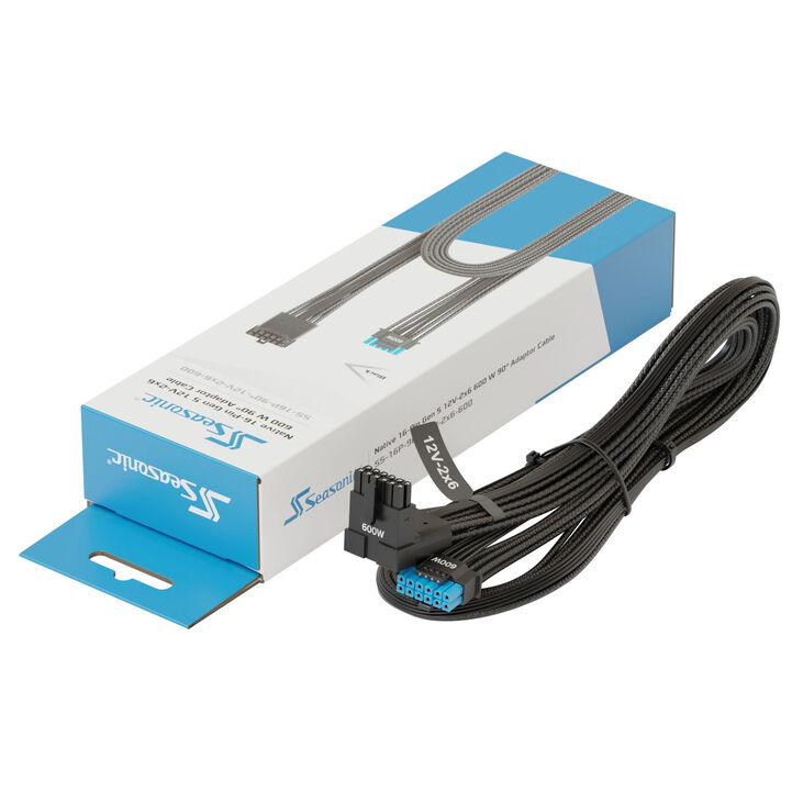 Seasonic 90 Grad 12V-2x6 Adapter Kabel, ATX 3.0, PCIe 5.0 - schwarz image number 4