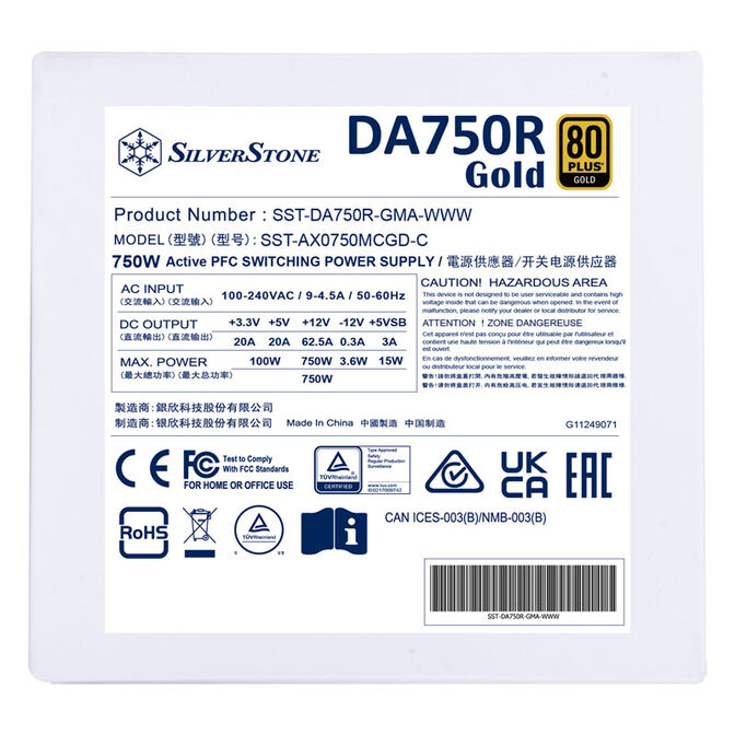 SilverStone SST-DA750R-GMA-WWW 80 PLUS Gold, modular, ATX 3.0 - 750 Watt image number 8