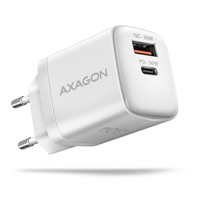 AXAGON ACU-PQ30W Charger QC3.0, 4.0/AFC/FCP/PPS/Apple + PD USB-C, 30W - white image number 0